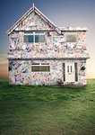 Model home wallpapered with British bank notes