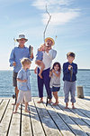 Three generation family on fishing trip, Utvalnas, Sweden