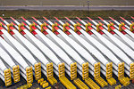 Rows of rotor blades, component part for off shore wind turbines,  Bremerhaven, Bremen, Germany