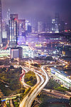 City and infrastructure at night, Hong Kong, China