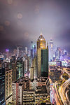 City and highways at night, Hong Kong, China