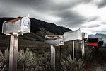 Mailboxes in a row, Wyoming, USA