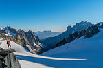 Hiker enjoying scenery, Chamonix-Mont-Blanc, Rhone-Alpes, France