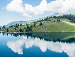 Bannalpsee, Swiss Alps, mountain and lake scene, Switzerland, Europe