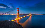 View of Golden Gate Bridge from Golden Gate Bridge Vista Point at night, San Francisco, California, United States of America, North America