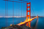 View of Golden Gate Bridge from Golden Gate Bridge Vista Point at dusk, San Francisco, California, United States of America, North America