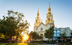 St. Peter and Paul Church at sunset, San Francisco, California, United States of America, North America