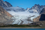 Glacier and peaks, Prince Christian Sound, southern Greenland, Polar Regions