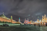Night view of Moscow Red Square, Mausoleum of Lenin and Russian Government building