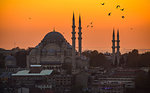 Sunset panorama of mosque, Istanbul, Turkey