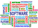 Word cloud of the software as background