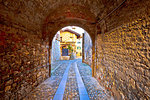 Colorful cobbled street of Cividale del Friuli, ancient town in Friuli Venezia Giulia region of Italy