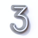 Three steps font number 3 THREE 3D render illustration isolated on white background