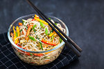Delicious asian rice glass noodles with vegetables