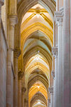 Rib vaults and pillars in the Alcobaca Monastery and church in Alcobaca in Leiria District in Oeste, Portugal