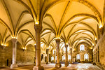 The Refectory with view of the vaulted celing in the Alcobaca Monastery in Alcobaca in Leiria District in Oeste, Portugal