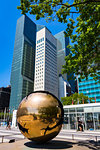 World sculpture in front of the United Nations Headquarters in New York City, New York, USA