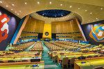 General Assembly Hall in the United Nations Headquarters in New York City, New York, USA