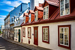 Traditional buildings with metal rooftops in Quebec City, Quebec, Canada