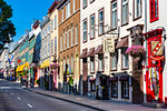 Shops and traditional buildings along Rue Saint Louis in Old Quebec in Quebec City, Quebec, Canada