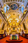 High altar and interior and of the Cathedral-Basilica of Notre-Dame of Quebec in Old Quebec in Quebec City, Quebec, Canada