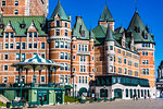 Bandstand and Governors Promenade in front of the Chateau Frontenac in Old Quebec in Quebec City, Quebec, Canada