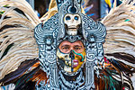 Close-up of an indigenous tribal dancer at a St Michael Archangel Festival parade in San Miguel de Allende, Mexico