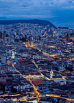 Old Town elevated view from El Panecillo, twilight, Quito, Pichincha Province, Ecuador, South America