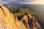 Sunset from Piz Pordoi with Marmolada in the background, Fassa Valley, Trentino, Dolomites, Italy, Europe