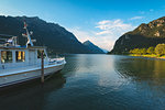 Boat on the lake, Lago D'Idro, Valle Sabbia, Brescia province, Lombardy, Italy, Europe