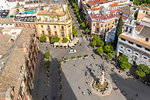 View from the Giralda Bell Tower down to the Virgen de los Reyes square, Seville, Andalusia, Spain, Europe