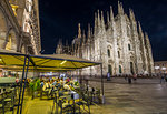 View of Duomo di Milano illuminated at night from Galleria Vittorio Emanuele II in Piazza Del Duomo at dusk, Milan, Lombardy, Italy, Europe