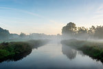 River Mark in early morning mist, Netherlands