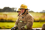 Firemen training, firemen taking a break at training facility