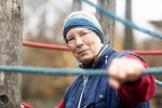 Senior woman exercising in park