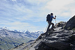 Hiker in Mont Cervin, Matterhorn, Valais, Switzerland