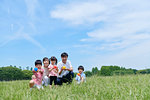 Japanese family in a city park