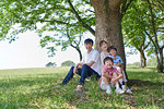 Japanese family in a city park