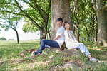 Japanese couple in a city park