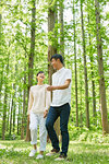 Japanese couple in a city park