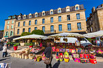 Saturday morning market in Sarlat-la-Caneda, Dordogne, Nouvelle-Aquitaine, France.