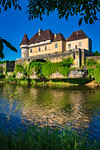 Chateau de Losse along the Vezere River in Dordogne, Nouvelle-Aquitaine, France.