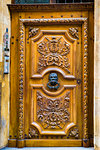 Close-up of ornate wooden door in Aix-en-Provence, Provence-Alpes-Cote d'Azur, Provence, France.