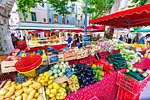 The daily fruit and vegetable market in Aix-en-Provence, Provence-Alpes-Cote d'Azur, Provence, France.