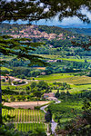 View of the countryside from Bonnieux, Luberon Valley, Provence-Alpes-Cote d'Azur, Provence, France.