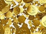 falling golden bitcoin, 3d rendering
