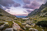 Mountain Landscape with a Tarn and Rocks in the Evening. Mlynicka Valley, High Tatra, Slovakia.