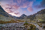 Mountain Landscape with Strbsky Peak in Background in the Evening. Mlynicka Valley, High Tatra, Slovakia.