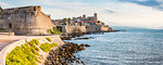 Antibes city walls at sunrise, Provence-Alpes-Cote d'Azur, French Riviera, France, Mediterranean, Europe