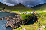 Coastal village of Gjogv, Eysturoy island, Faroe Islands, Denmark, Europe